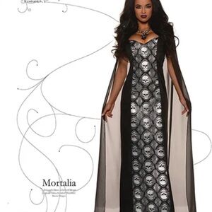 Black and Gray Skull Maxi Dress